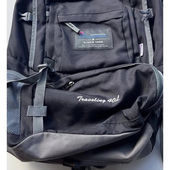 New Moutaintop Outdoor Adventure Travel 40L Backpack Black Gray with Rain Sheild - Picture 13 of 16